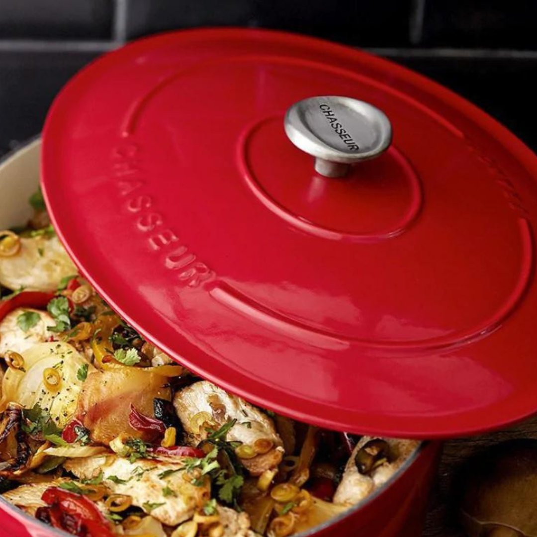 Enamelled Cast Iron Round Dutch Oven Chilli