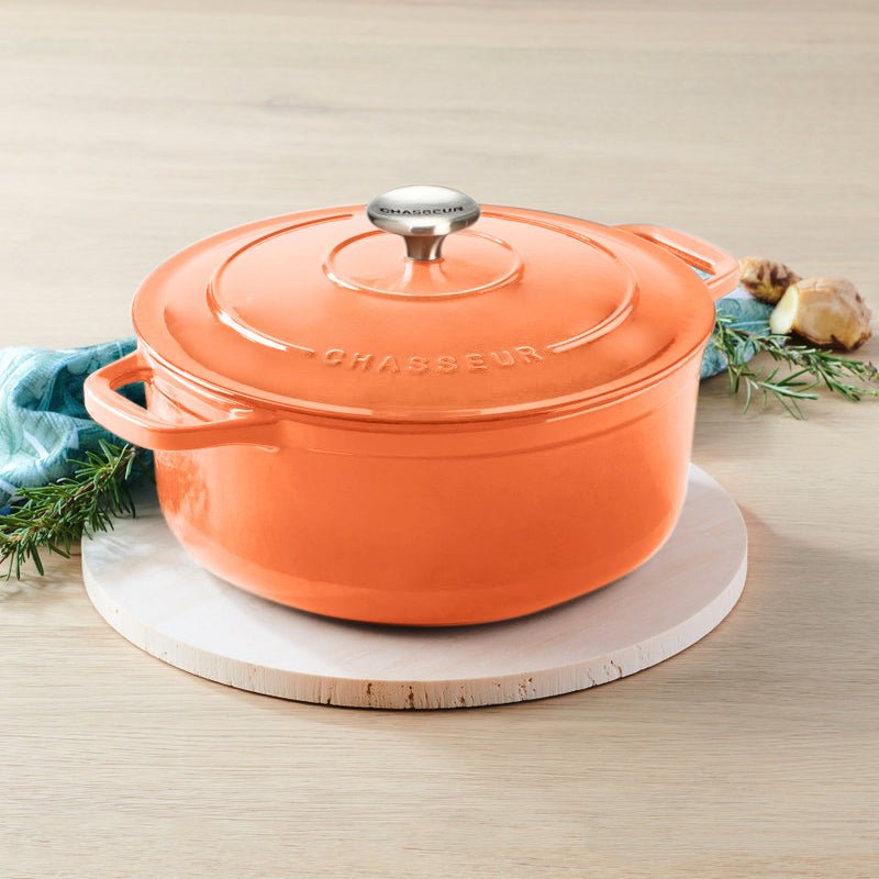 Enamelled Cast Iron Round Dutch Oven Tangerine