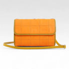 Elvis & Kresse crossbody bag in orange and yellow rescued leather with fire-hose