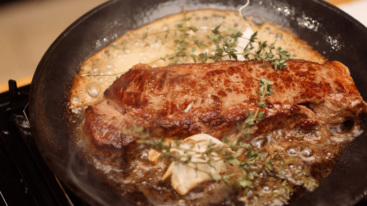 Steak searing in the FIREUP frying pan