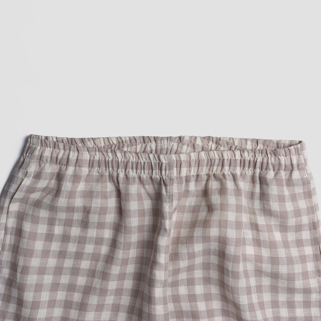 Piglet in Bed - Gingham Pyjama Shorts Set, Mushroom - Buy Me Once UK