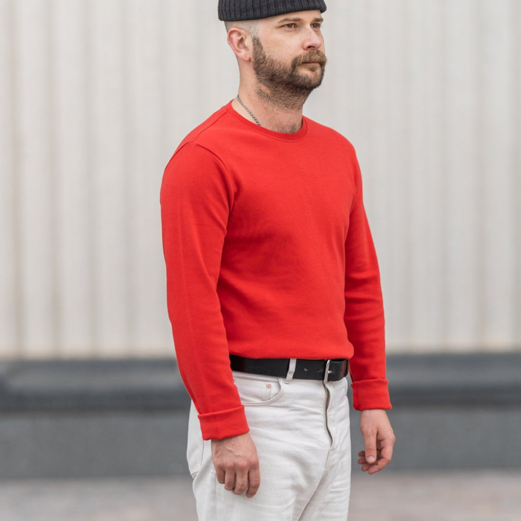 Blackhorse Lane Ateliers - Heavyweight Organic Cotton Long Sleeve T-Shirt, Red - Buy Me Once UK
