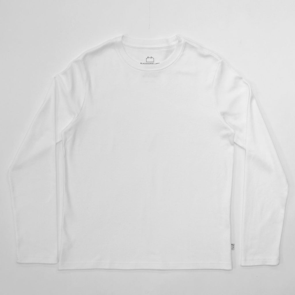 Blackhorse Lane Ateliers - Heavyweight Organic Cotton Long Sleeve T-Shirt, White - Buy Me Once UK