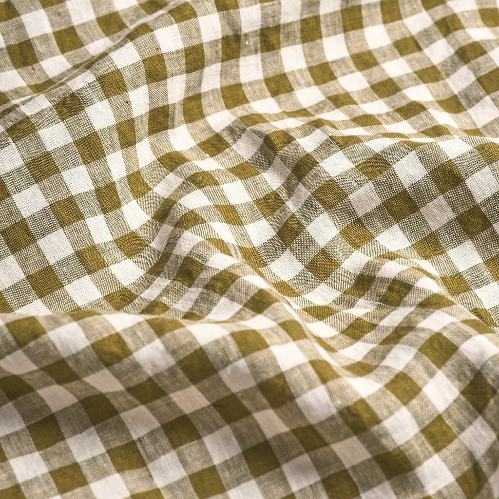 Piglet in Bed - Linen Duvet Cover, Botanical Green Gingham - Buy Me Once UK