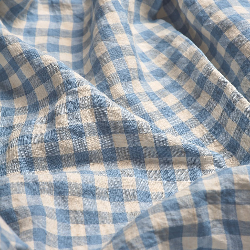 Piglet in Bed - Linen Duvet Cover, Warm Blue Gingham - Buy Me Once UK