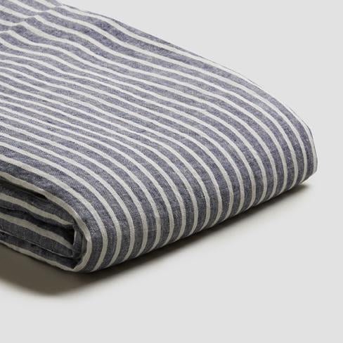 Piglet in Bed - Linen Flat Sheet, Midnight Stripe - Buy Me Once UK