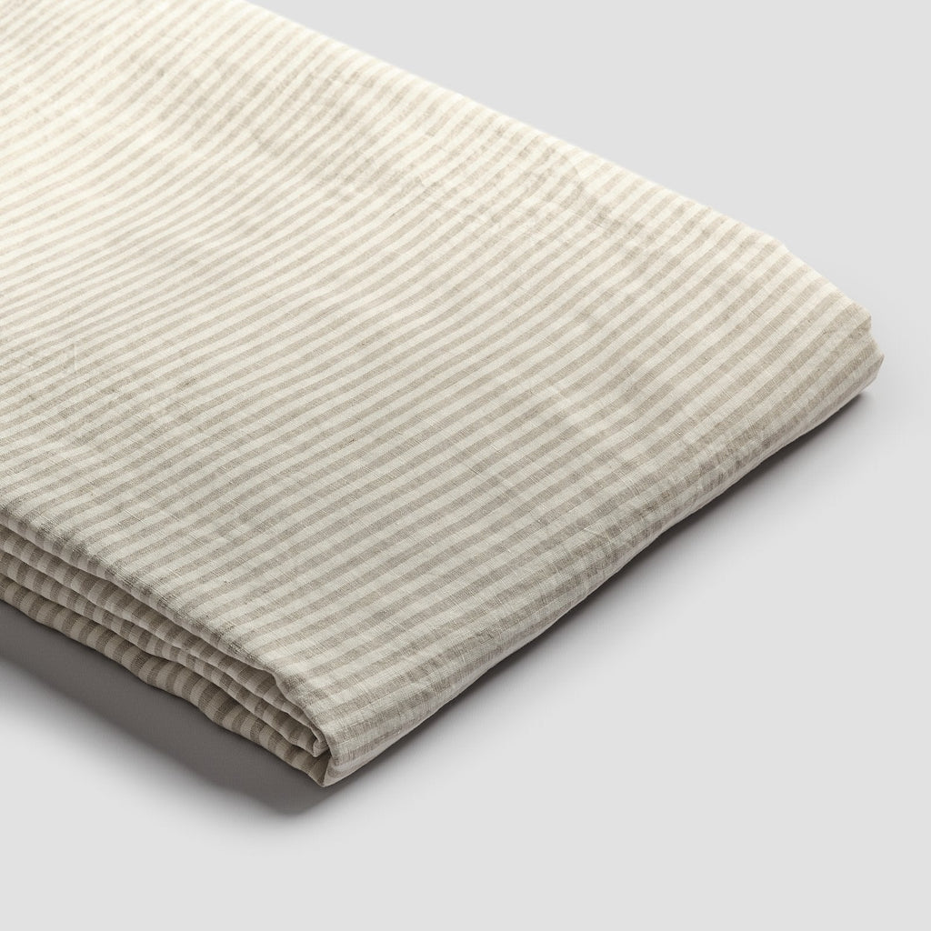 Piglet in Bed - Linen Flat Sheet, Oatmeal Stripe - Buy Me Once UK