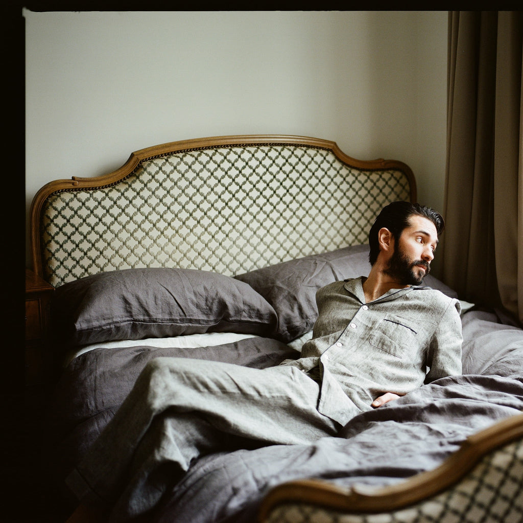 Piglet in Bed - Men's Grey Linen Pyjama Set - Buy Me Once UK