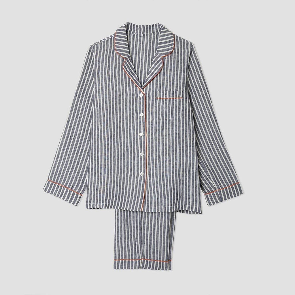 Piglet in Bed - Men's Midnight Stripe Linen Pyjama Set - Buy Me Once UK