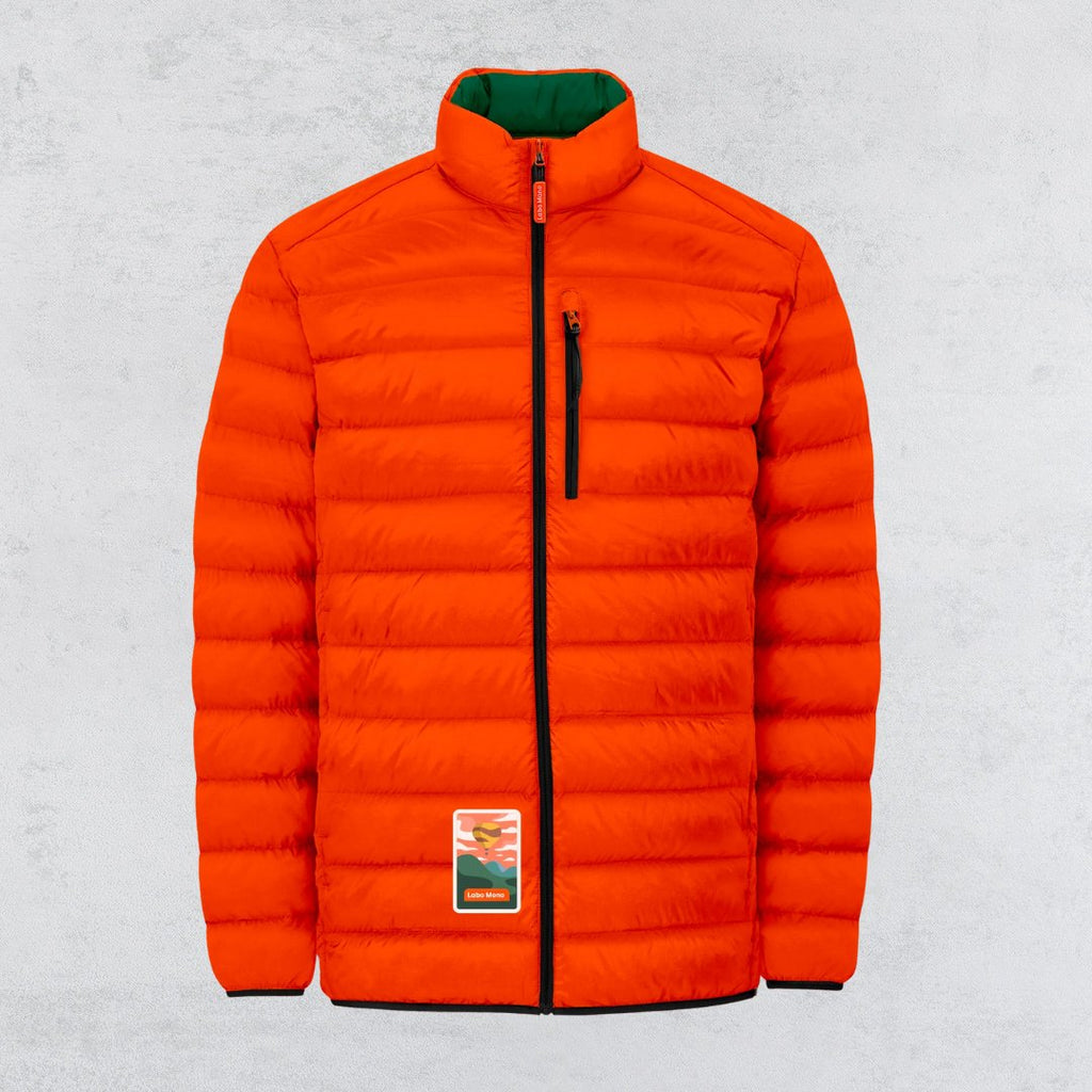 Labo Mono - Men's Recycled Insulated Puffer Jacket, Green & Orange - Buy Me Once UK