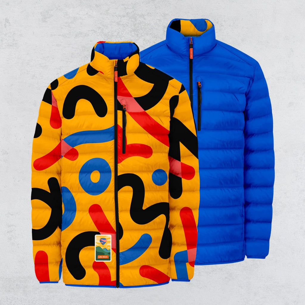 Labo Mono - Men's Recycled Insulated Puffer Jacket, Yellow & Blue - Buy Me Once UK