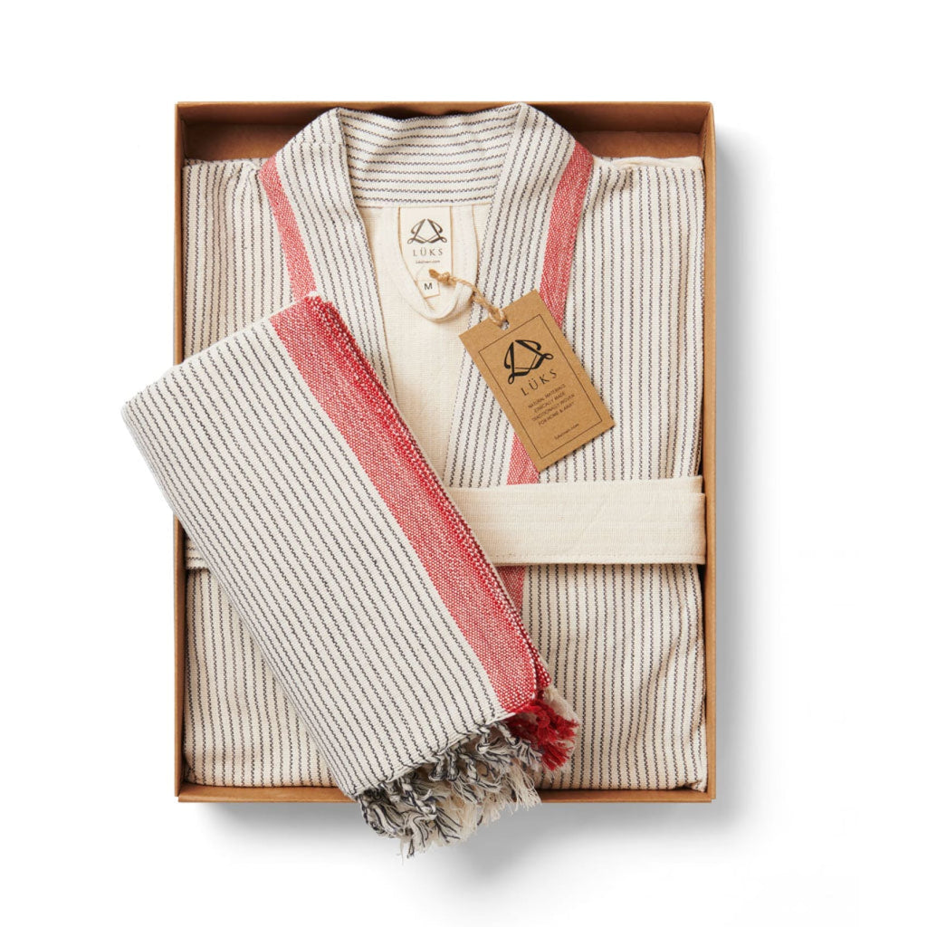 Luks Linen - Mete Cotton Robe & Peshtemal Gift Set, Rose - Buy Me Once UK