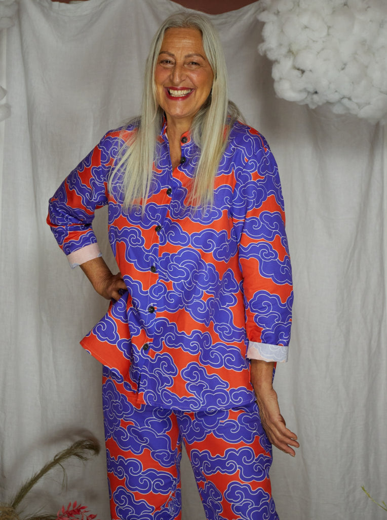 Wild Clouds - Organic Cotton & Linen Indigo Clouds Pyjama Shirt - Buy Me Once UK