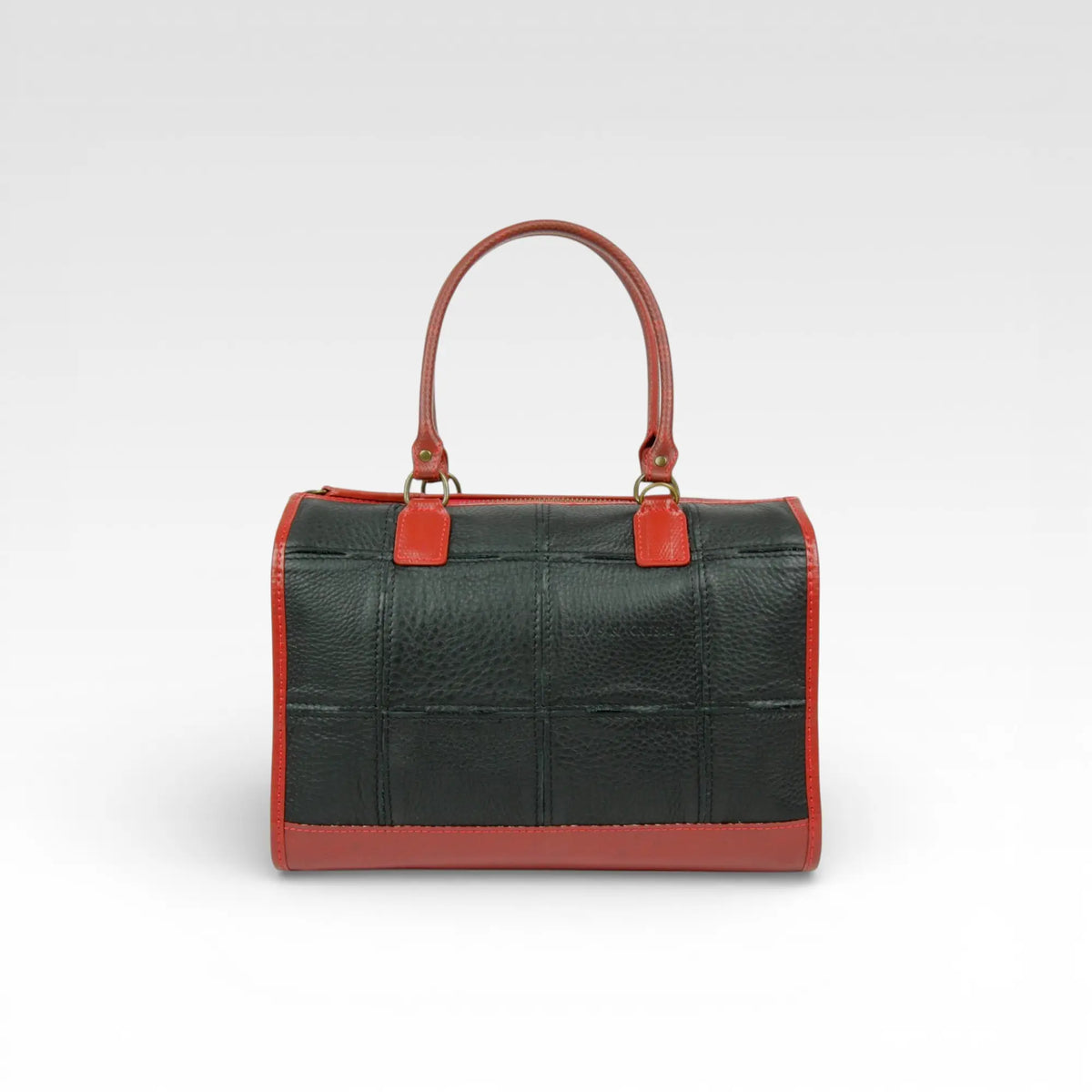 Elvis & Kresse small post bag in black and red rescued leather with fire-hose