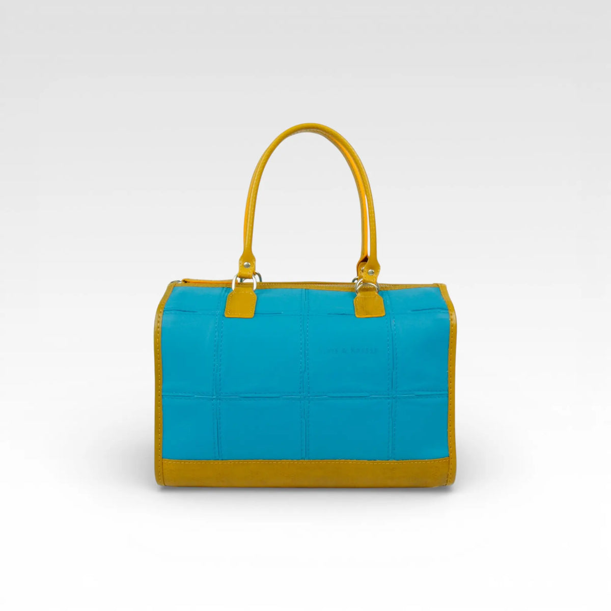 Elvis & Kresse small post bag in mediterranean blue rescued leather with fire-hose