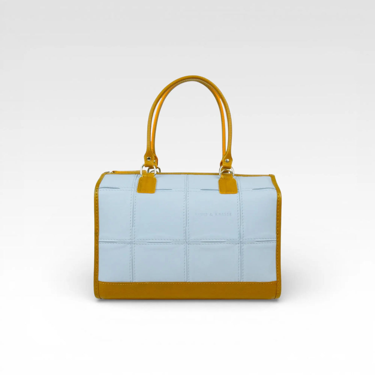 Elvis & Kresse small post bag in pale blue rescued leather with fire-hose