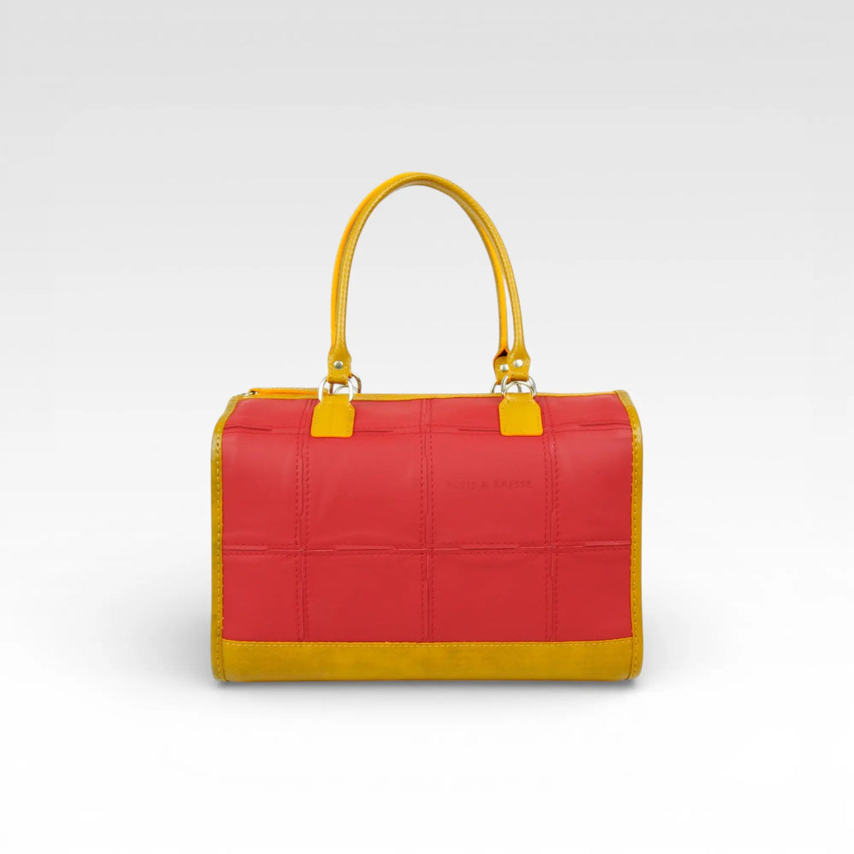Elvis & Kresse small post bag in red rescued leather with fire-hose