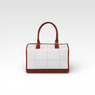Elvis & Kresse small post bag in white and red rescued leather with fire-hose