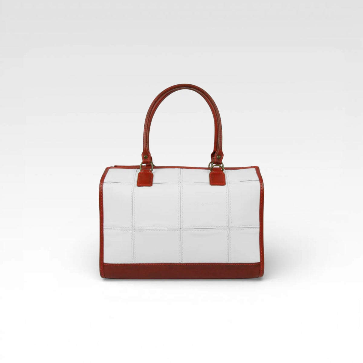 Elvis & Kresse small post bag in white and red rescued leather with fire-hose