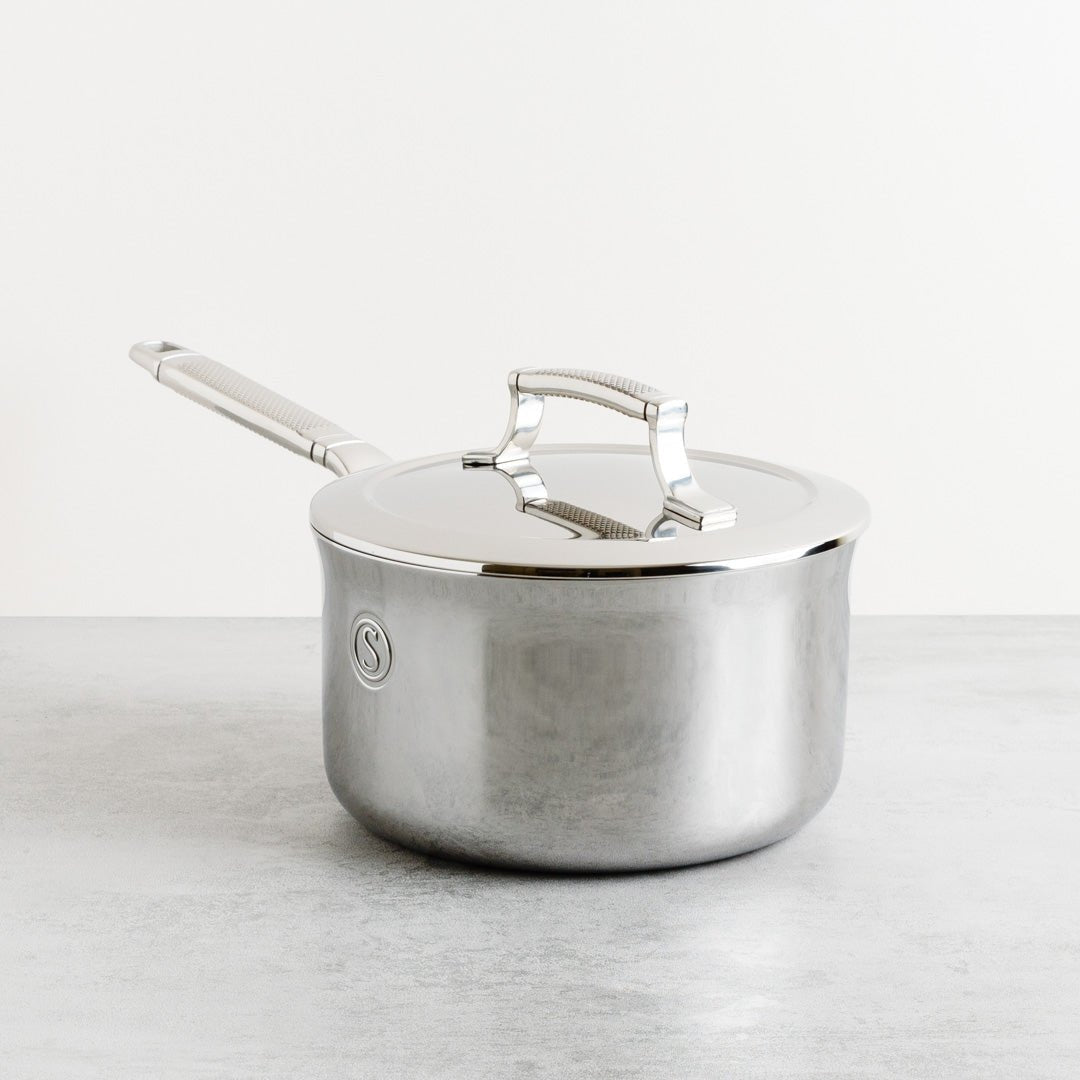 Tri Ply Stainless Steel Saucepan Insulated Lid