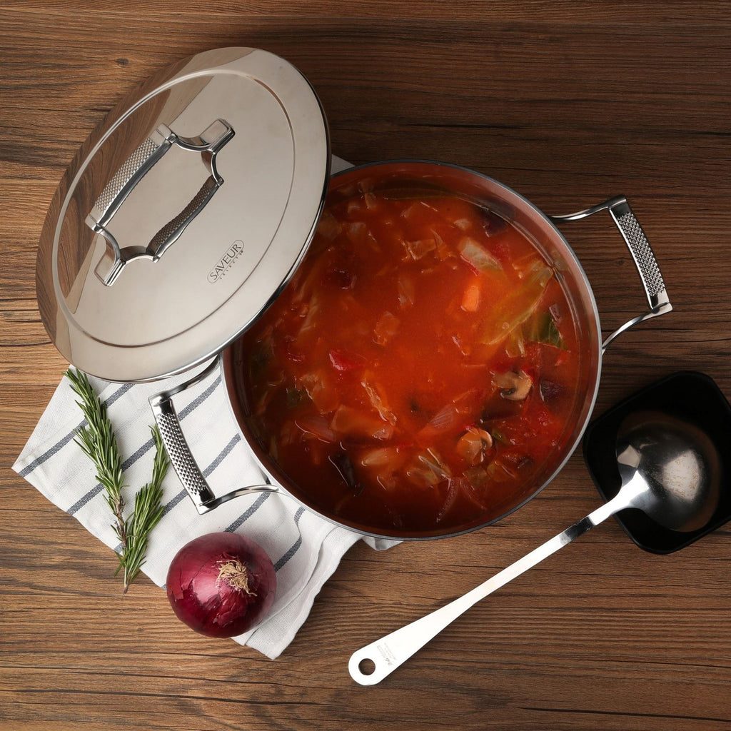 SAVEUR Selects - Tri-ply Stainless Steel Stockpot with Insulated Lid, 25cm - Buy Me Once UK