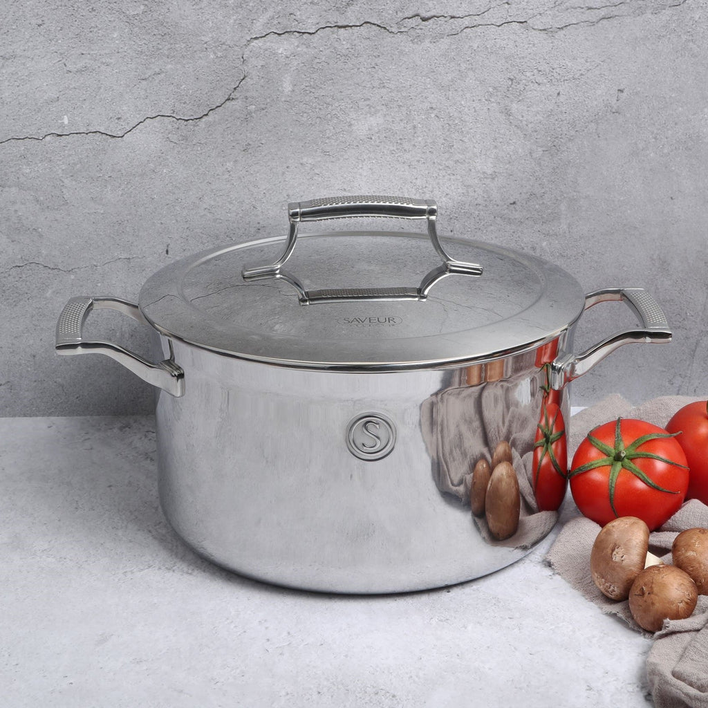 SAVEUR Selects - Tri-ply Stainless Steel Stockpot with Insulated Lid, 25cm - Buy Me Once UK