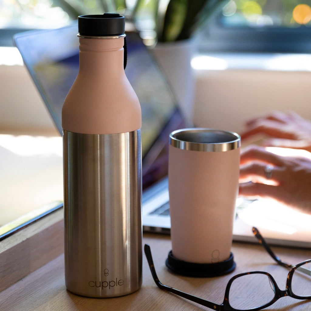 Cupple - Water Bottle & Coffee Cup, Blush Pink - Buy Me Once UK