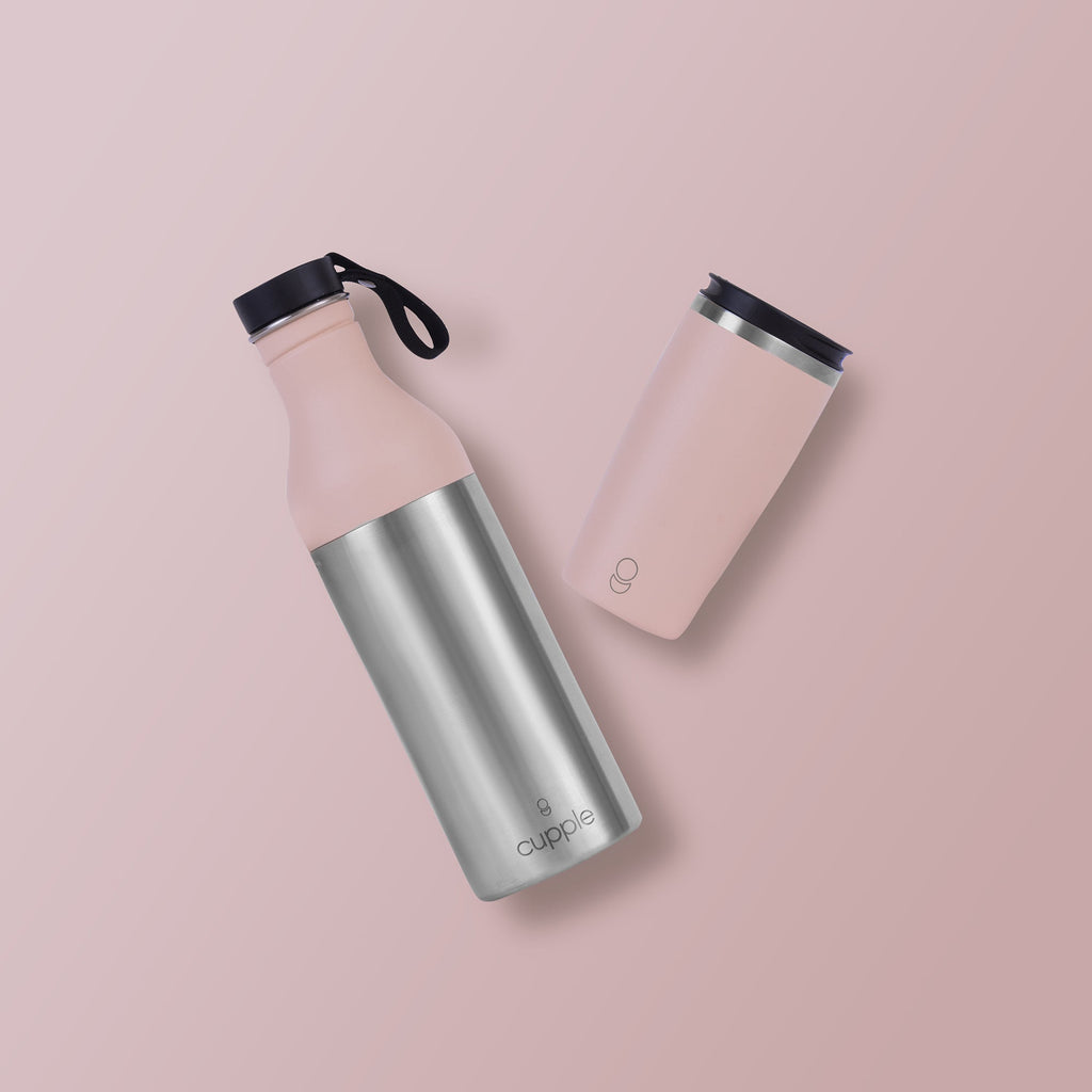 Cupple - Water Bottle & Coffee Cup, Blush Pink - Buy Me Once UK