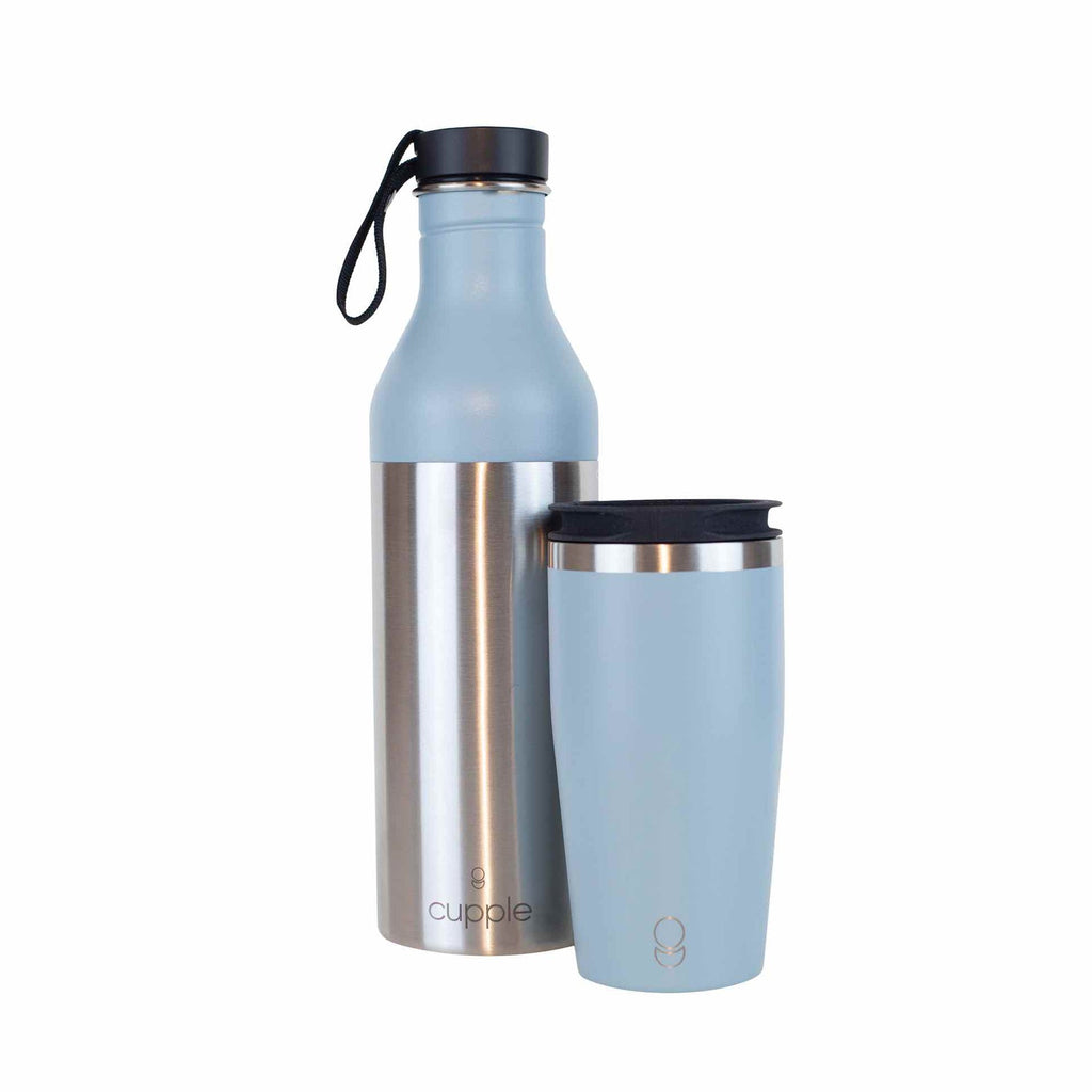 Cupple - Water Bottle & Coffee Cup, Light Blue - Buy Me Once UK