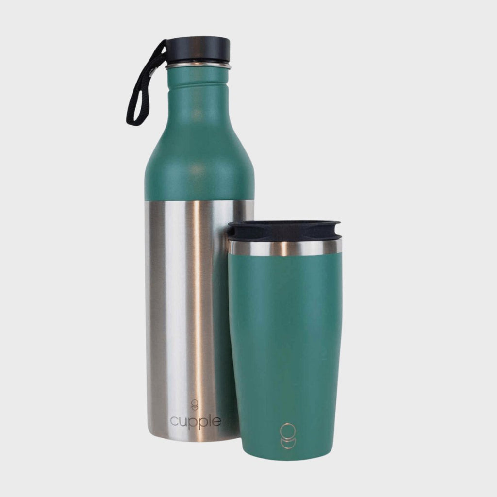 Cupple - Water Bottle & Coffee Cup, Peacock Green - Buy Me Once UK