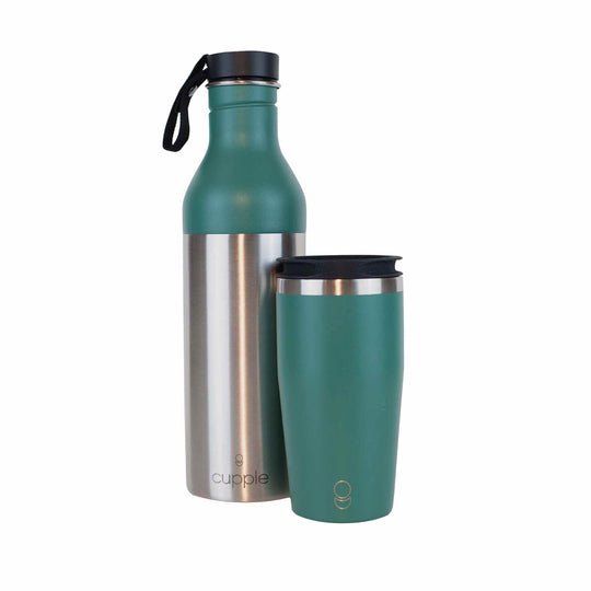 Cupple - Water Bottle & Coffee Cup, Peacock Green - Buy Me Once UK