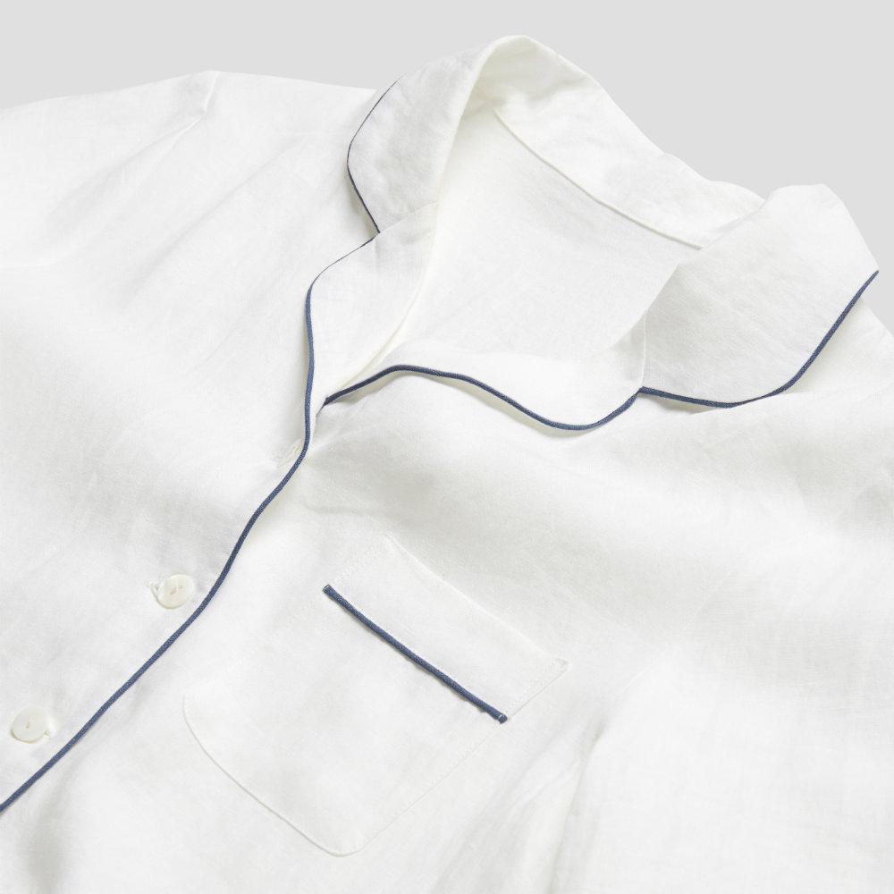 Piglet in Bed - White Linen Pyjama Shorts Set - Buy Me Once UK