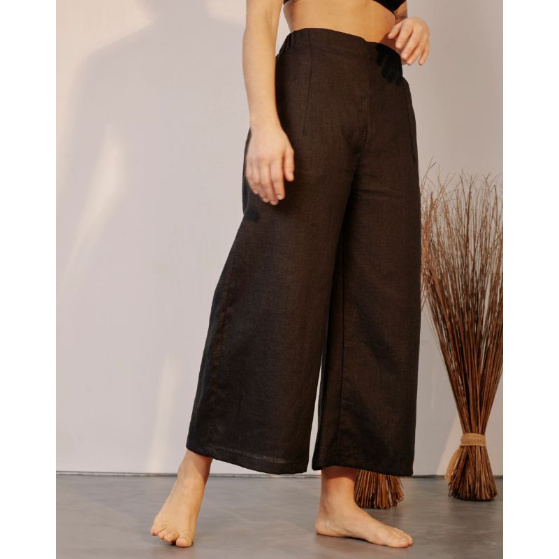 Kaely Russell - Wide Leg Linen Trousers, Black - Buy Me Once UK