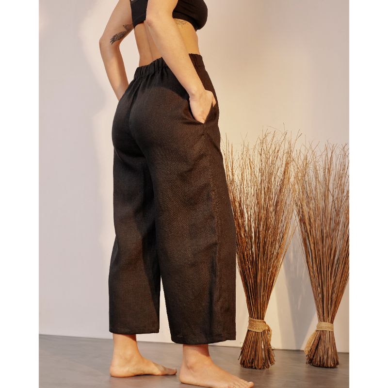 Kaely Russell - Wide Leg Linen Trousers, Black - Buy Me Once UK
