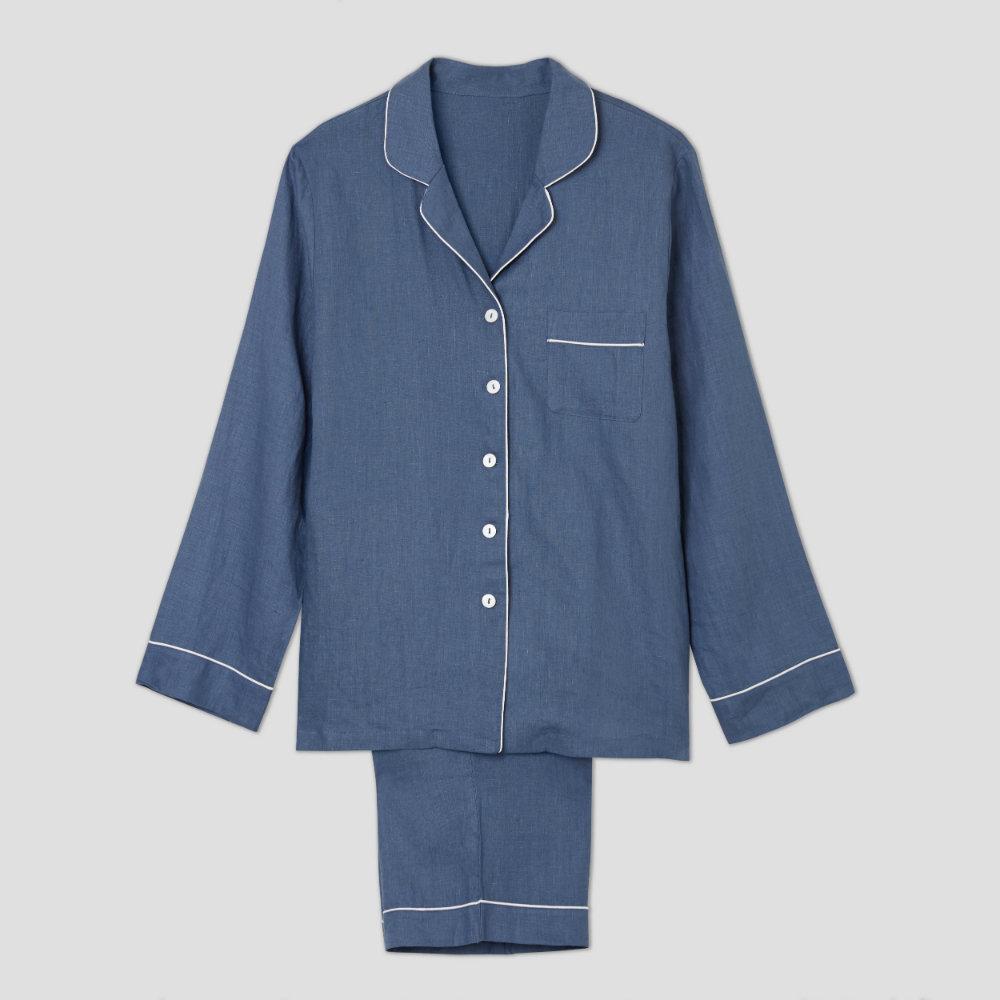 Piglet in Bed - Women's Blueberry Linen Pyjama Set - Buy Me Once UK