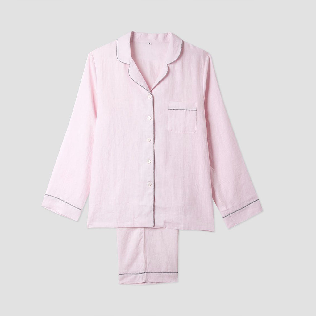 Piglet in Bed - Women's Blush Pink Linen Pyjama Set - Buy Me Once UK