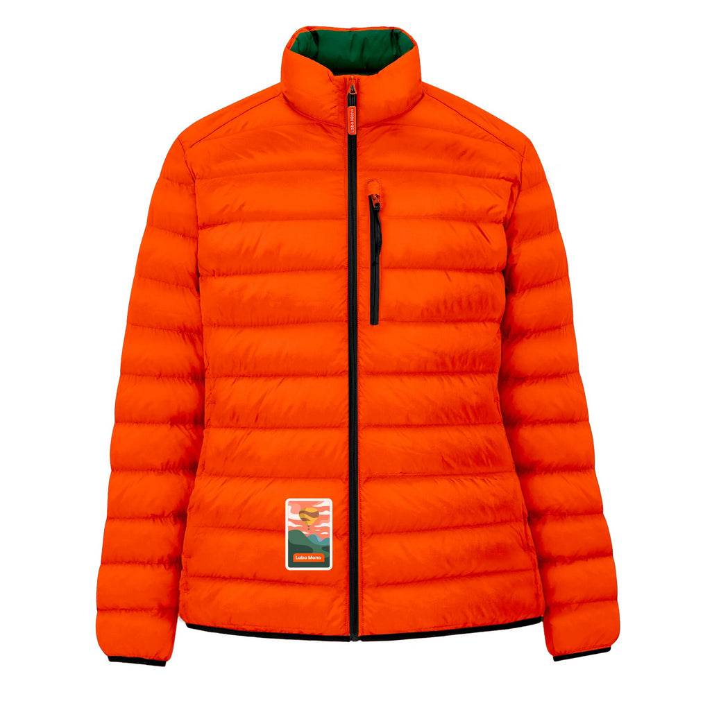 Labo Mono - Women's Lightweight Puffer Jacket, Green & Orange - Buy Me Once UK