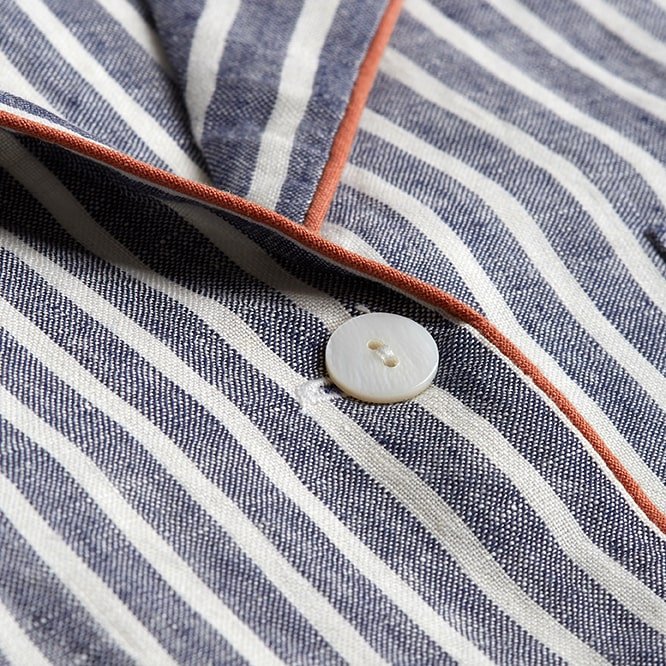 Piglet in Bed - Women's Midnight Stripe Linen Pyjama Set - Buy Me Once UK