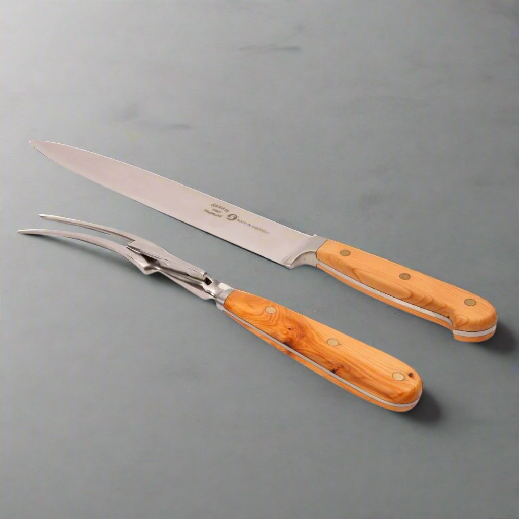 Yew Carving Knife Fork Set