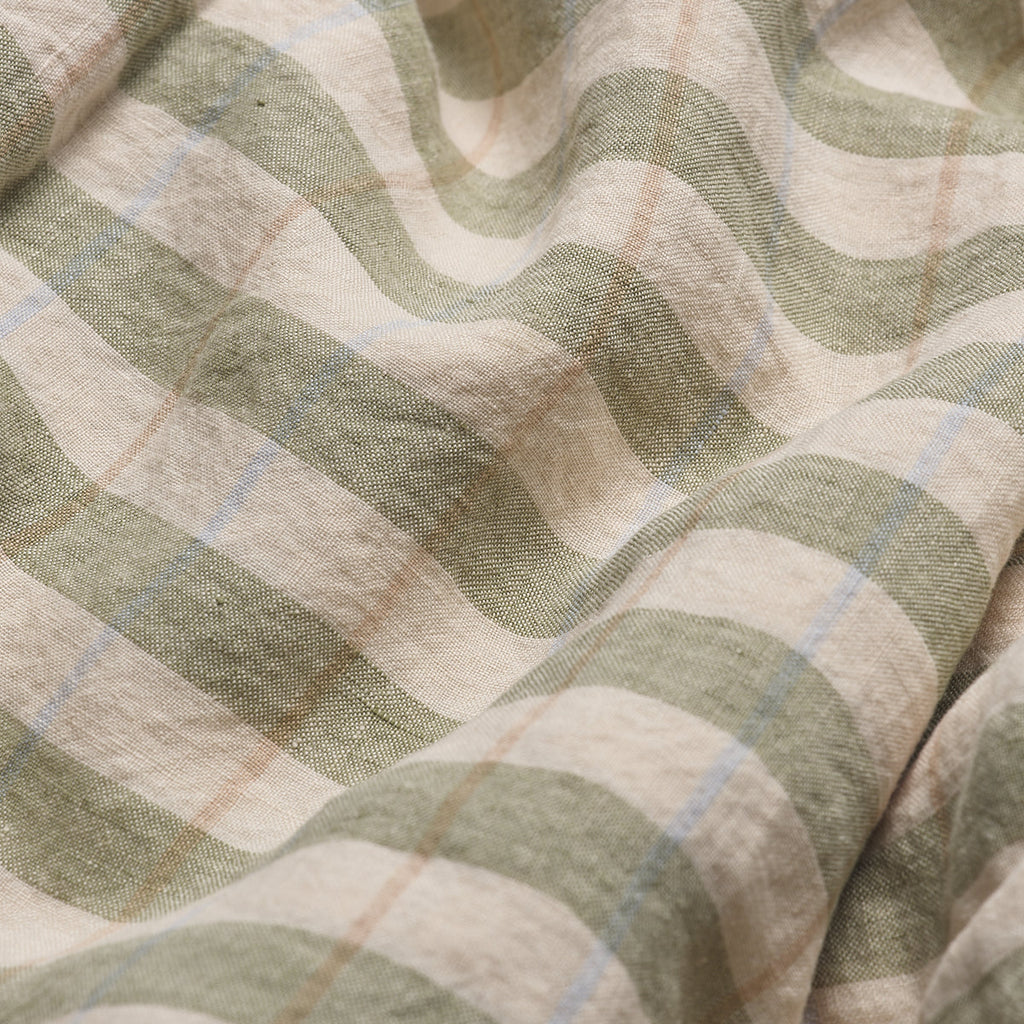Pear Check Stripe Linen Fabric Detail