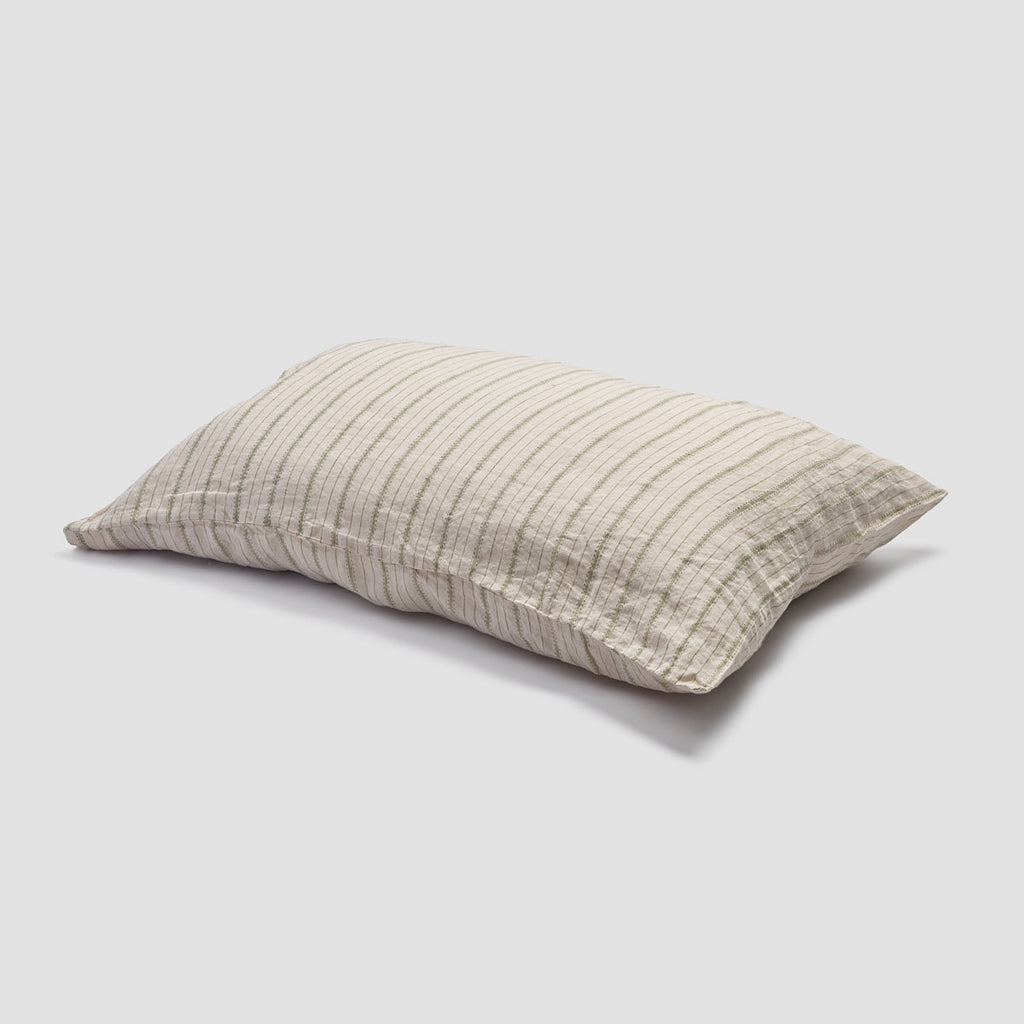 Pear Ticking Stripe Linen Pillowcase