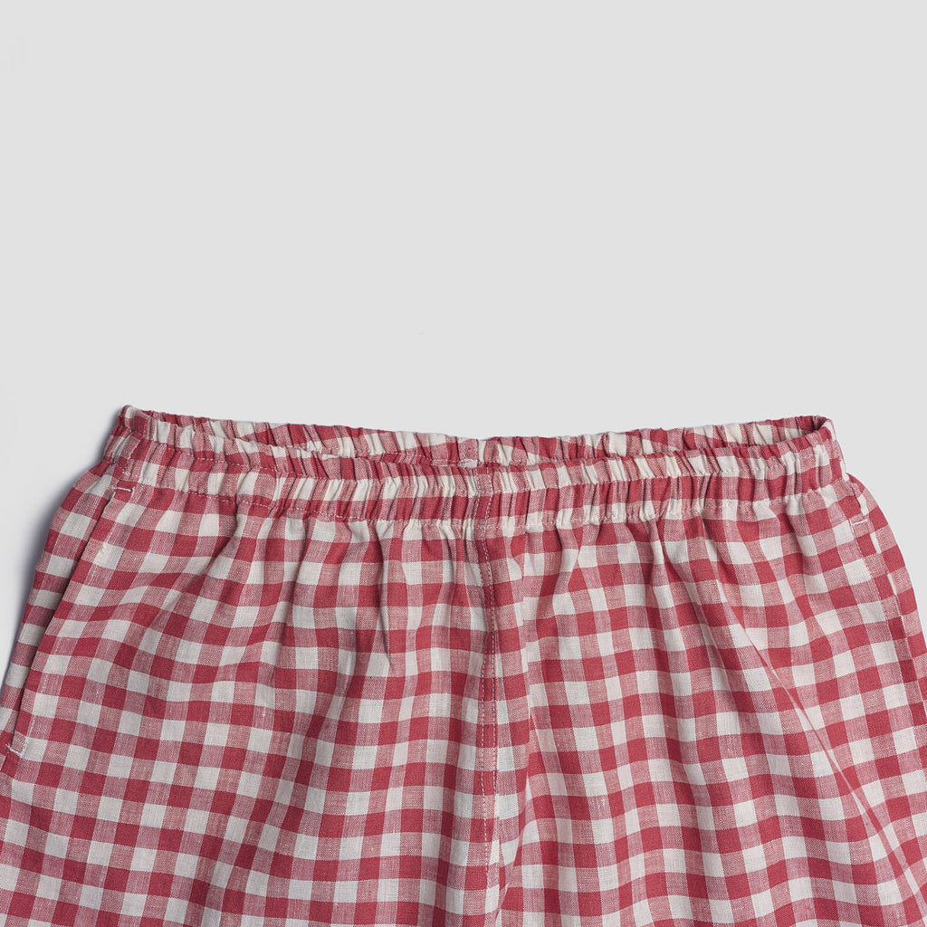 Mineral Red Gingham Pyjama Shorts Elasticated Waistband
