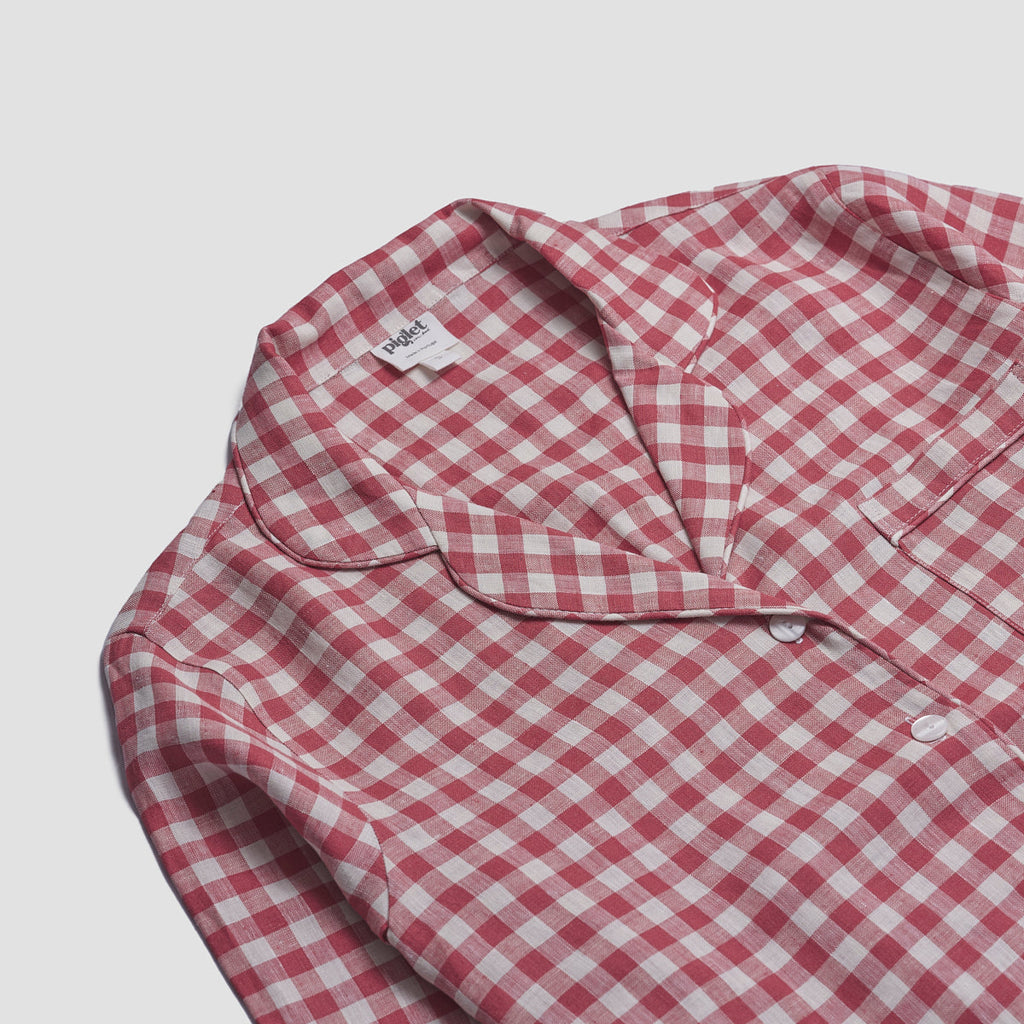 Mineral Red Gingham Pyjama Shirt Collar Detail